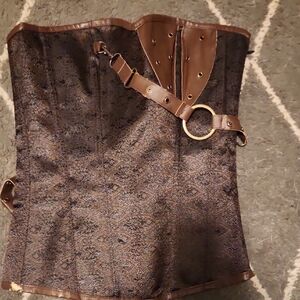 Brown and Black Corset with Buckle Detail